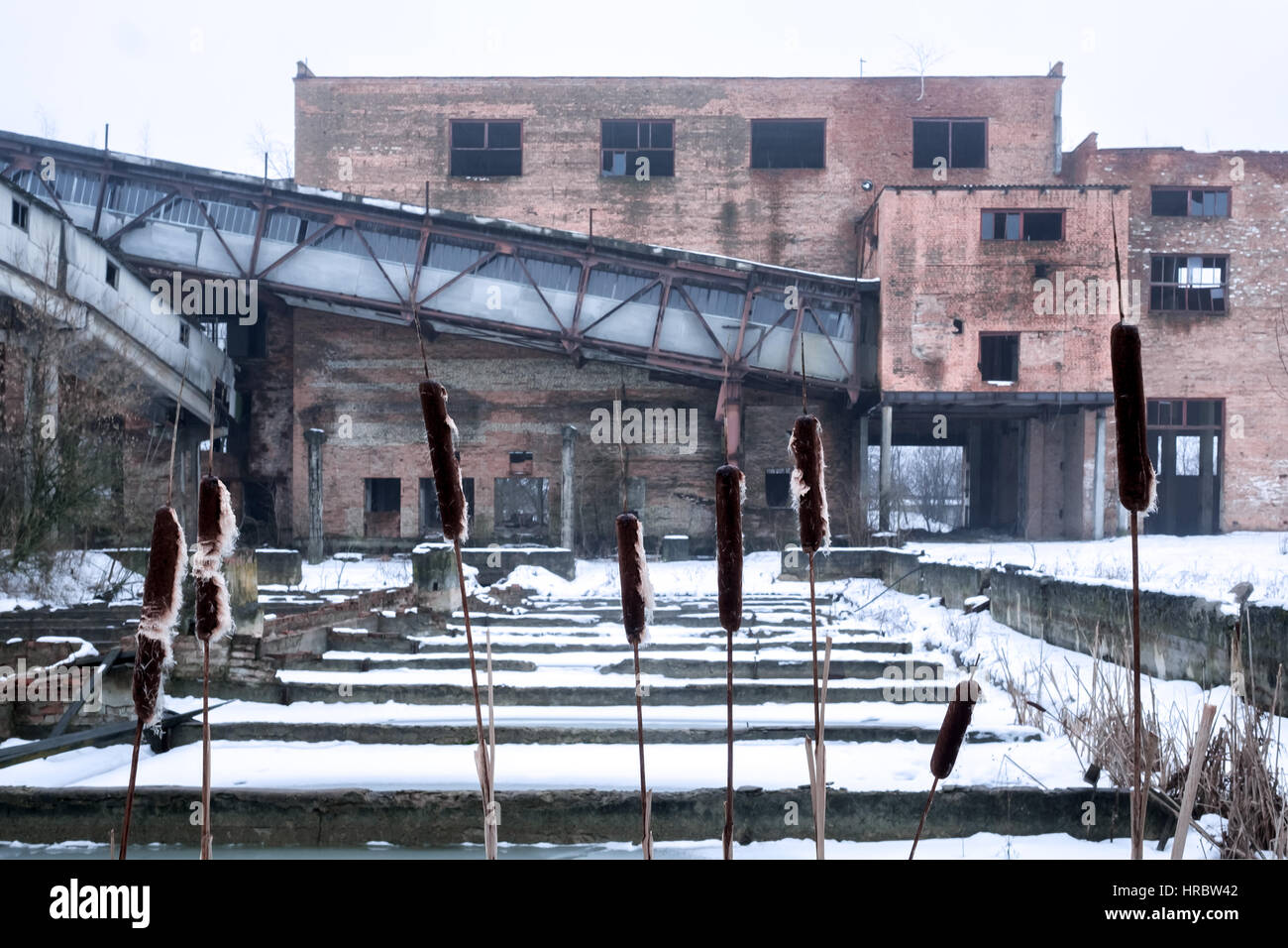 Urban Exploration. Zerstörten Fabrik Altbauwohnung Stockfoto