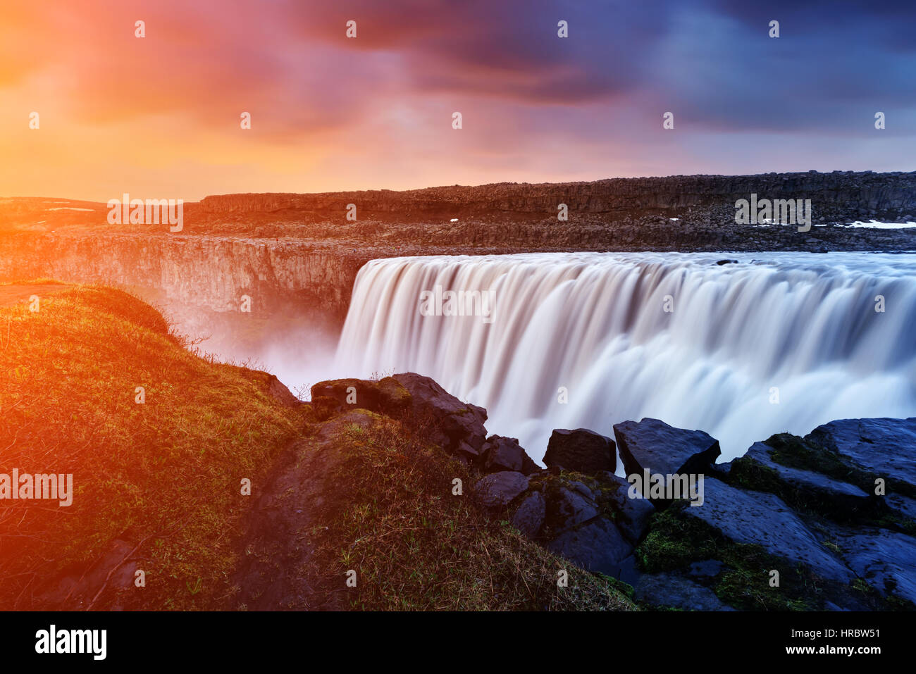 Dettifoss - mächtigsten Wasserfall Europas. Jokulsargljufur Nationalpark, Island. Stockfoto