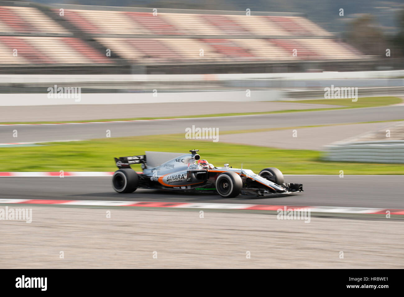 Montmelo, Spanien. 28. Februar 2017. Esteban Ocon, Treiber von der Sahara Force India F1 Team in Aktion während des 2. Tages des Formel 1-Tests auf dem Circuit Catalunya. Bildnachweis: Pablo Freuku/Pacific Press/Alamy Live-Nachrichten Stockfoto