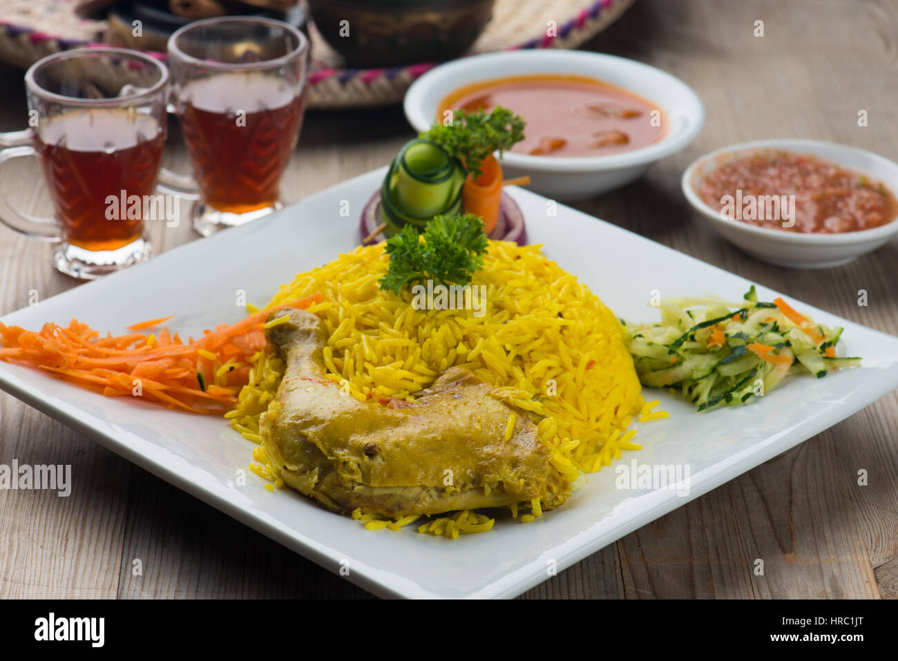 Huhn Mandi traditionelle arabische Gerichte Stockfoto