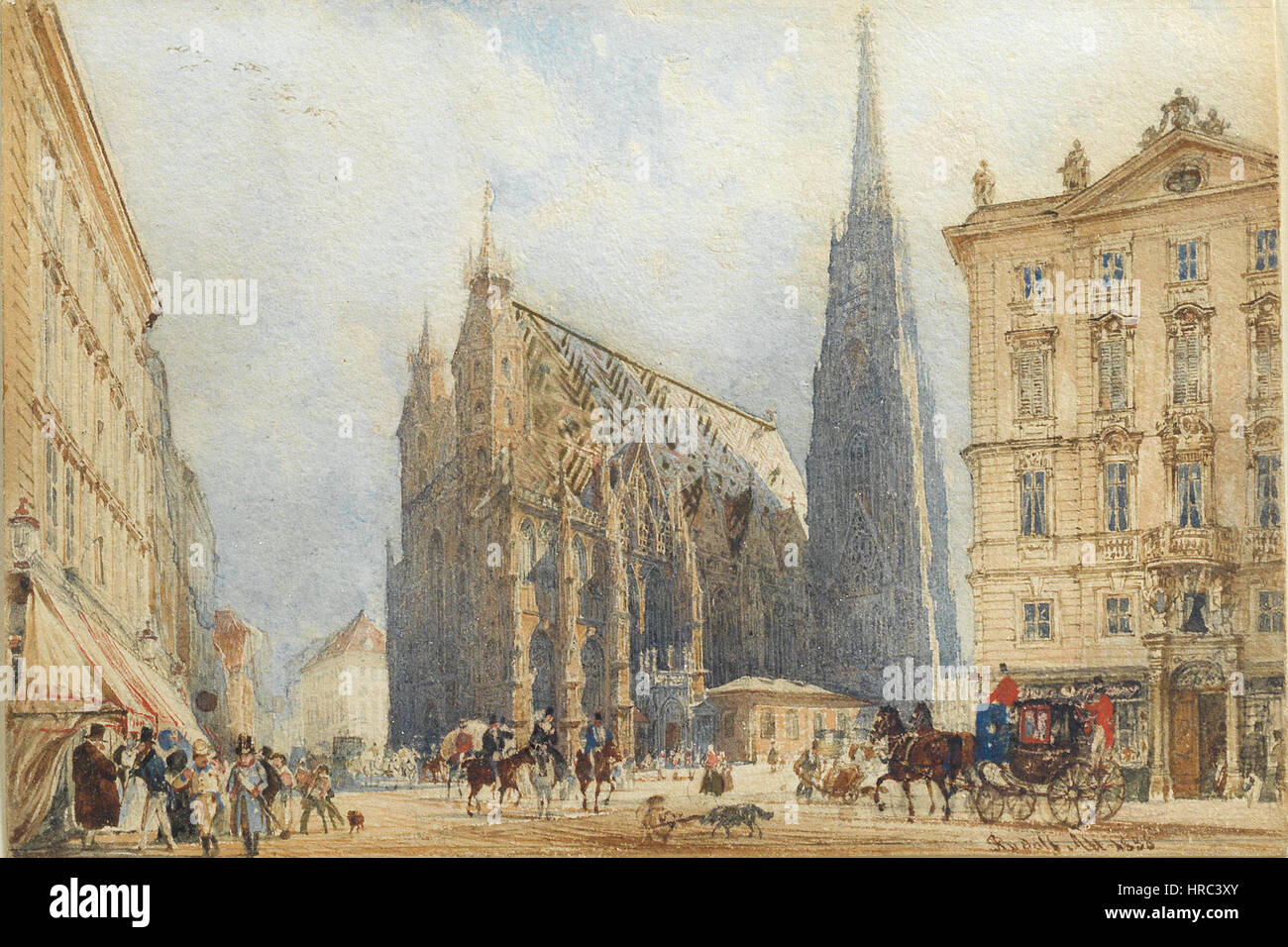 Rudolf von Alt-Stephansplatz-1838 Stockfoto