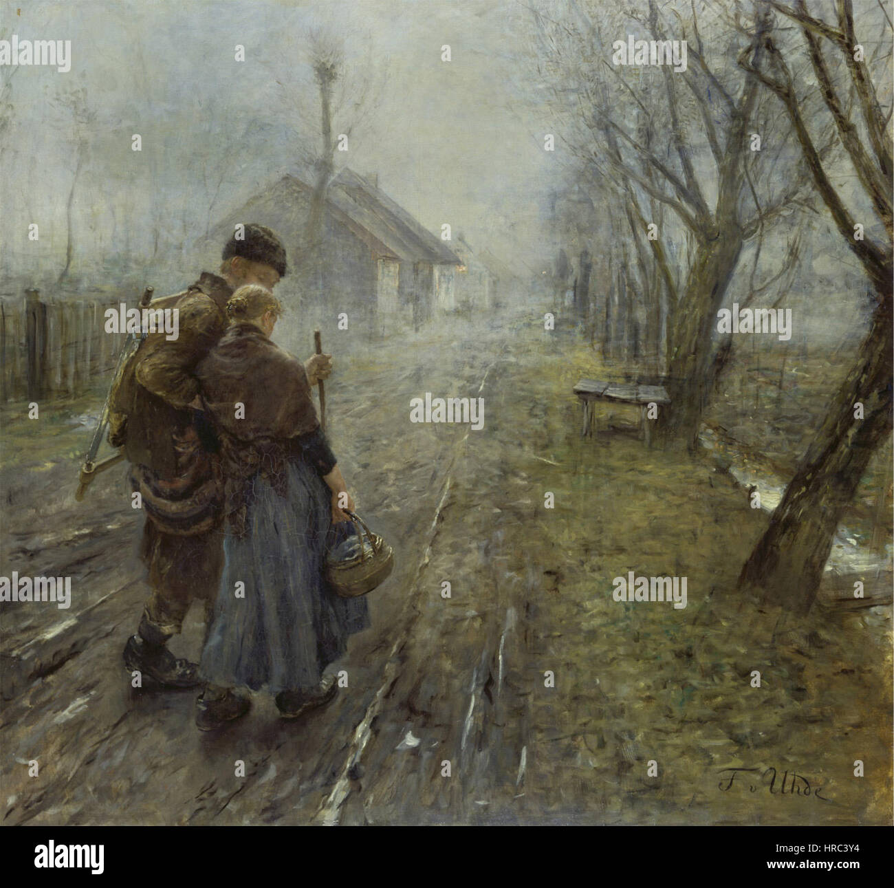 Fritz von Uhde - Ein Panzereinheiten Bande (1890) Stockfoto