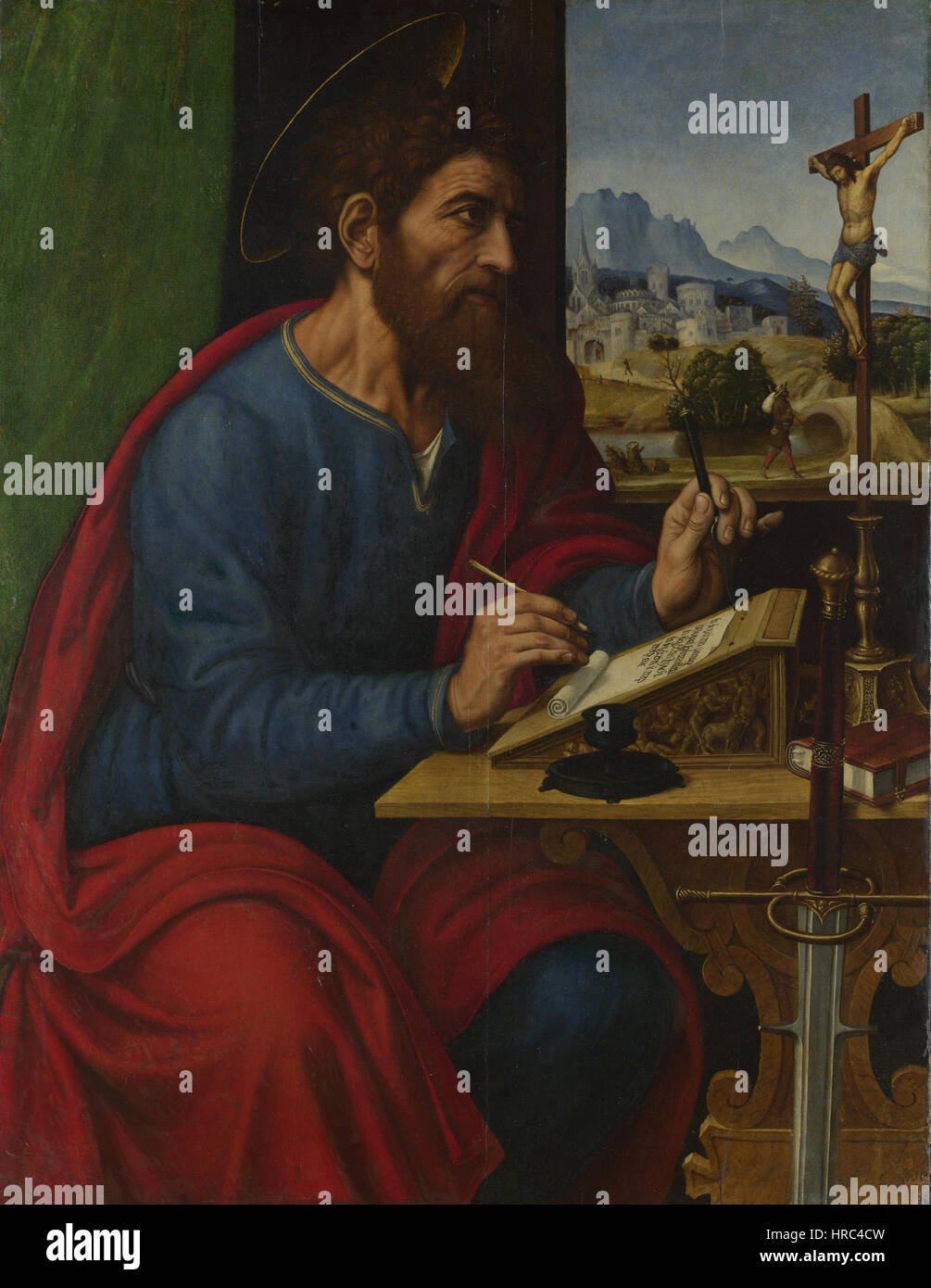 Saint Paul schreiben, 1520 s, Pier Francesco Sacchi Stockfoto