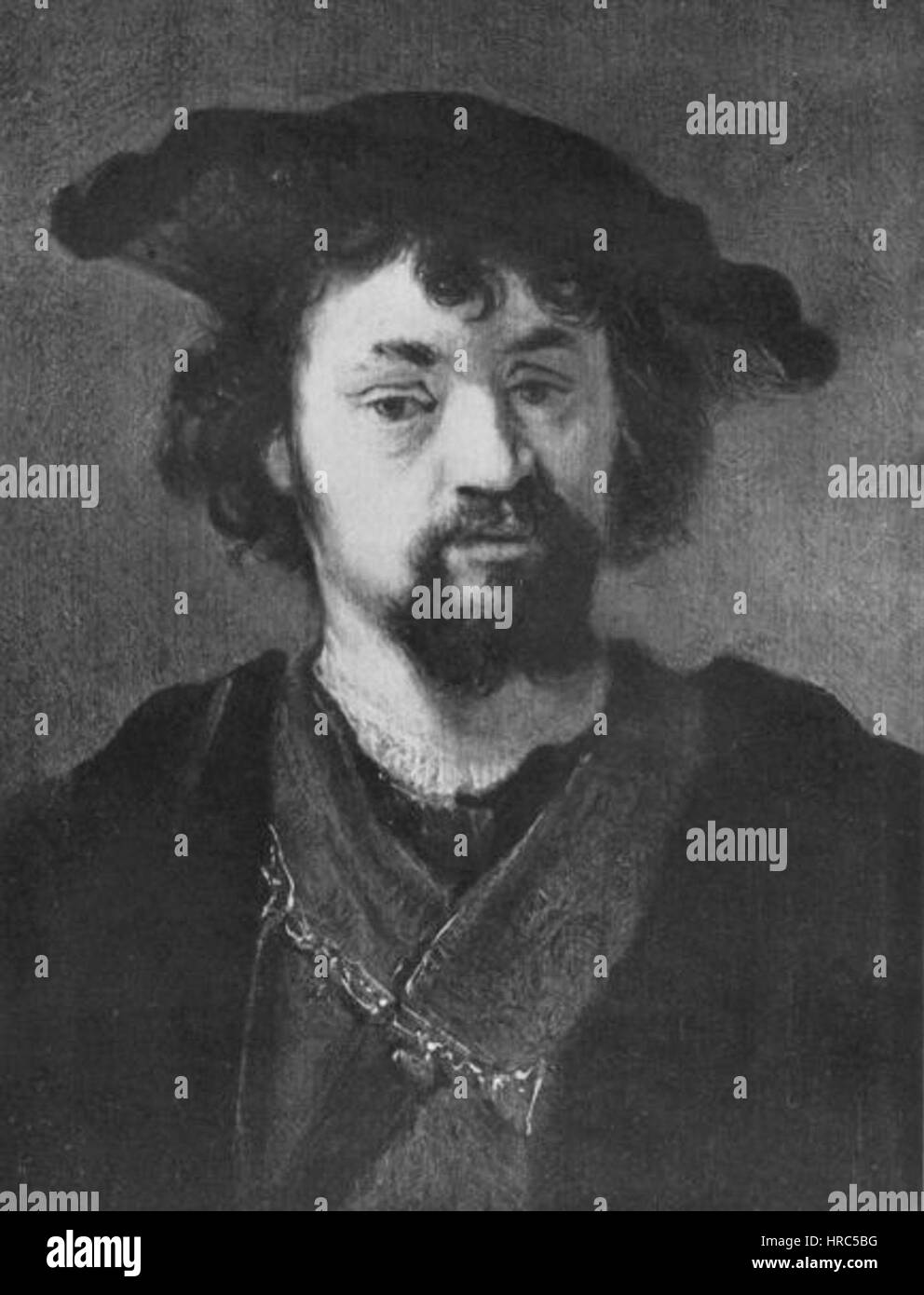 Rembrandt - Bildnis eines Mannes in eine Baskenmütze (H.Young Galerien, NY) Stockfoto