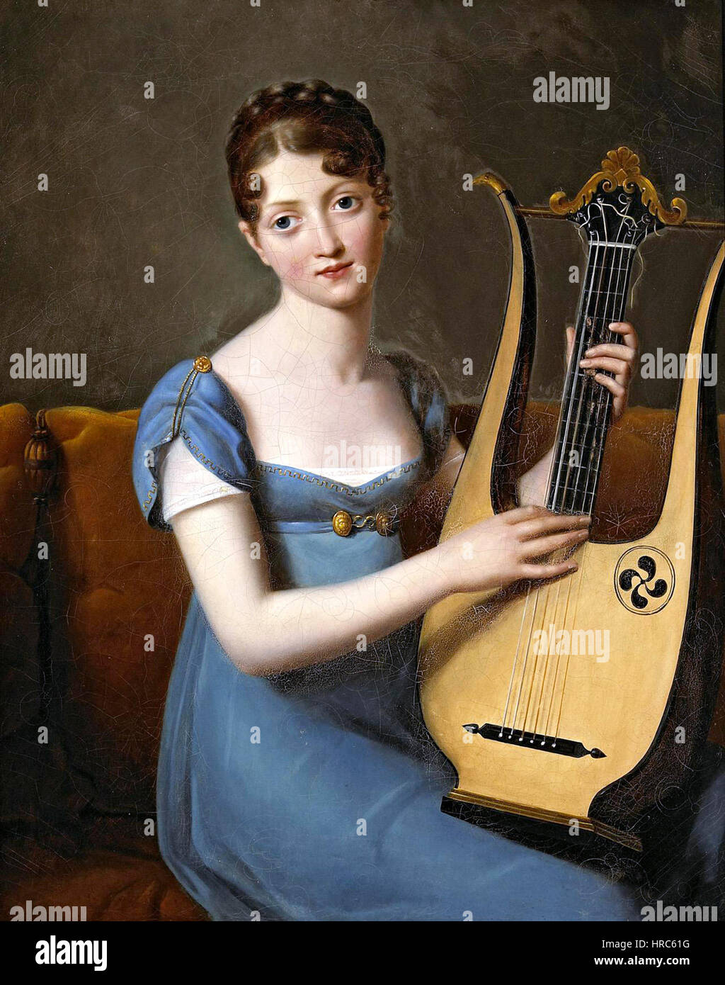 Récamiere mit Lyra Stockfoto