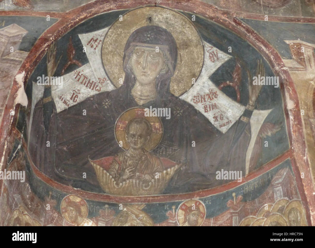 Sankt Nikolaus Kirche Tzotzas Fresco Platytera Fresko Stockfoto