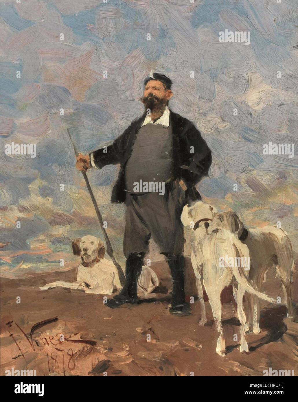 Ritratto di Vittorio Emanuele II di Savoia Assieme ein dei Cani Stockfoto