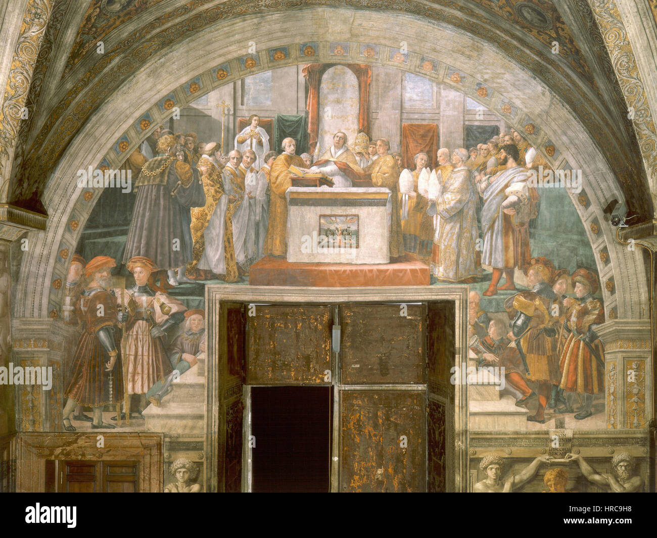 Raphael war ein italienischer Renaissance-Maler und Architekt, der für seine Anmut und Klarheit in Porträts und religiösen Themen bekannt war. Seine Werke, wie die Schule von Athen und die Sixtinische Madonna, zeigen seine Beherrschung von Balance, Komposition und menschlicher Anatomie. Stockfoto