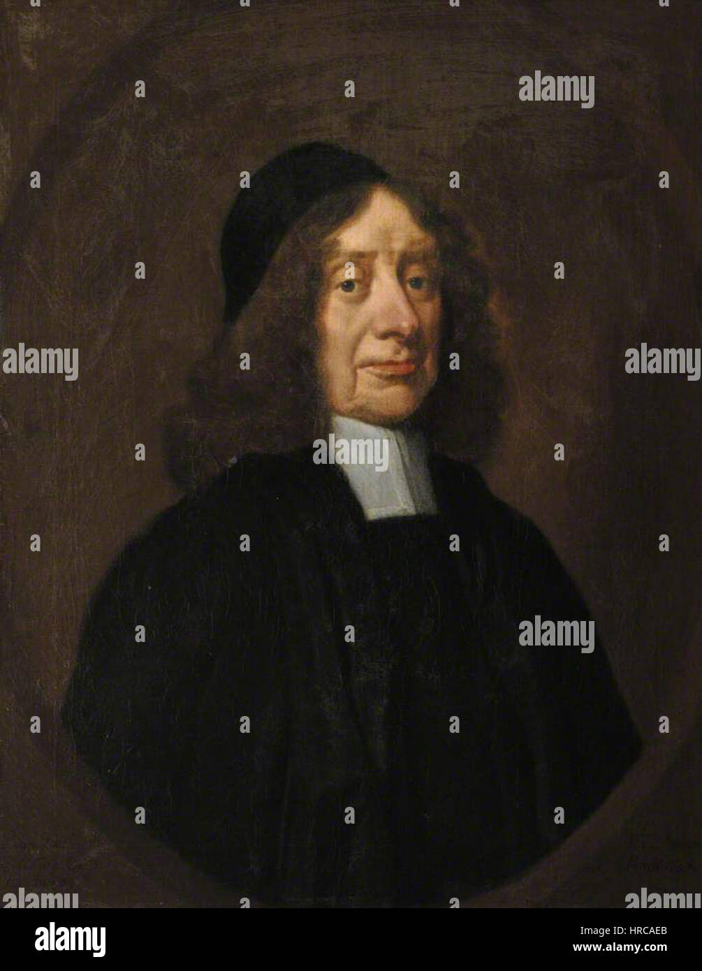 Dieses Porträt von Wilhelm Sonmans zeigt Ralph Bathurst und erfasst seine Gesichtszüge in realistischer Weise, die typisch für die Porträtmalerei des 17. Jahrhunderts ist. Das Werk spiegelt die würde und den Status Bathursts wider. Stockfoto