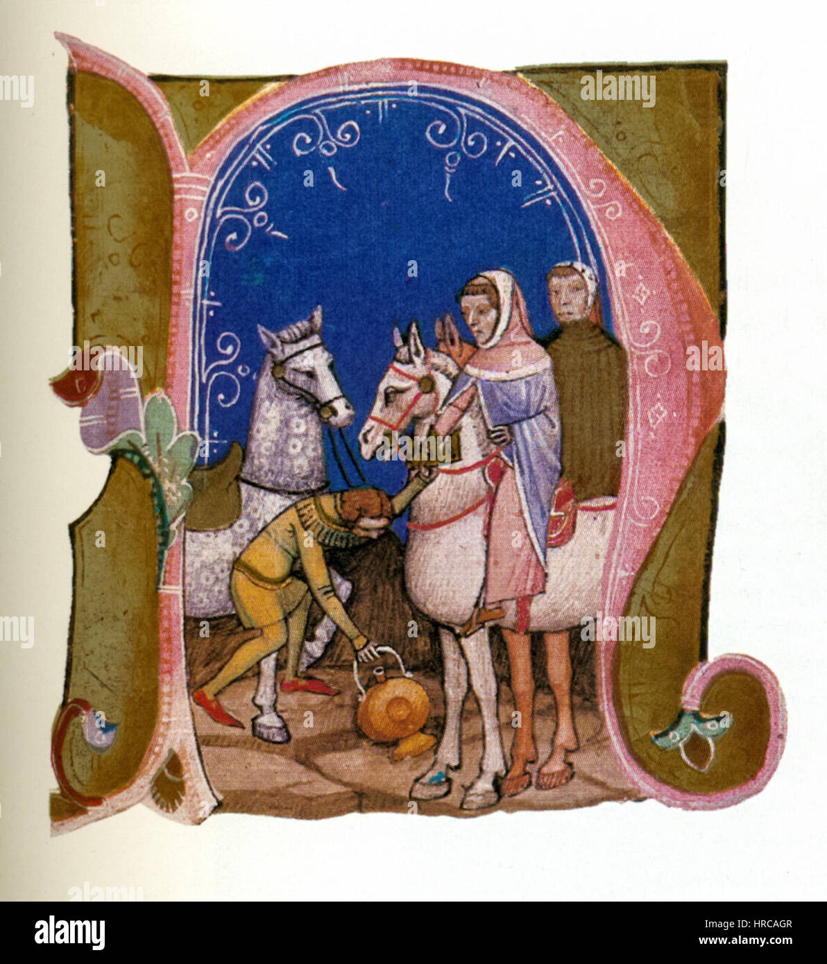 Die „Wiederherstellung der verlorenen Krone“ aus dem „Chronicon Pictum“ zeigt ein historisches Ereignis, bei dem eine Krone, die Autorität symbolisiert, wiedererlangt wurde. Die Illustration fängt den Moment des Triumphes und der Restaurierung in der mittelalterlichen Geschichte ein. Stockfoto