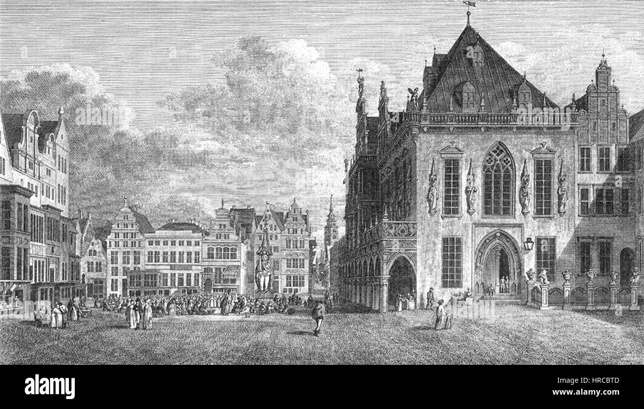 Rathaus Und Markt-Bremen-1820 Stockfoto