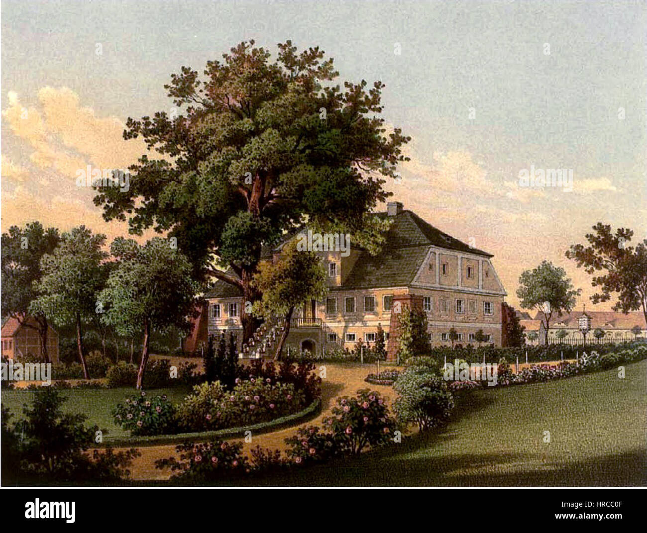 Die Rittergut Golkowitz Sammlung Duncker ist ein historisches Kunstwerk, das die Landgüter der Golkowitz Region in Deutschland widerspiegelt. Das Kunstwerk zeigt den Lebensstil und die Architektur des Anwesens und betont das deutsche Erbe und seine Verbindung zur lokalen Kultur. Stockfoto