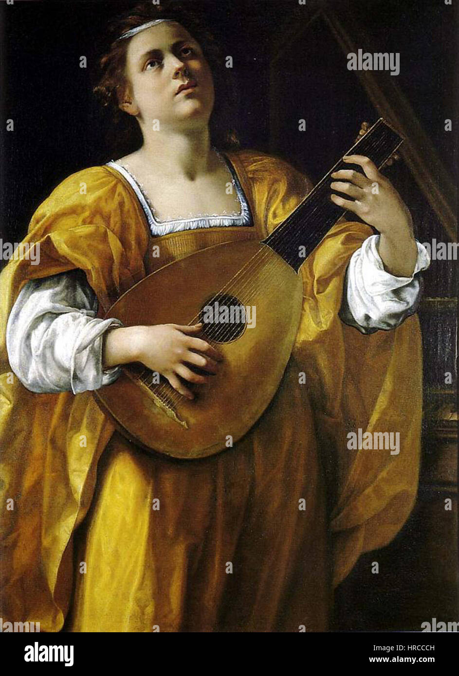 Artemisia Gentileschis „Heilige Cecilia“ zeigt eine kraftvolle und emotionale Darstellung des christlichen Märtyrers Heilige Cecilia, die ihre Hingabe und innere Stärke unterstreicht. Das Gemälde kombiniert Realismus und dramatische Beleuchtung, die typisch für Gentileschis Barockstil ist. Stockfoto