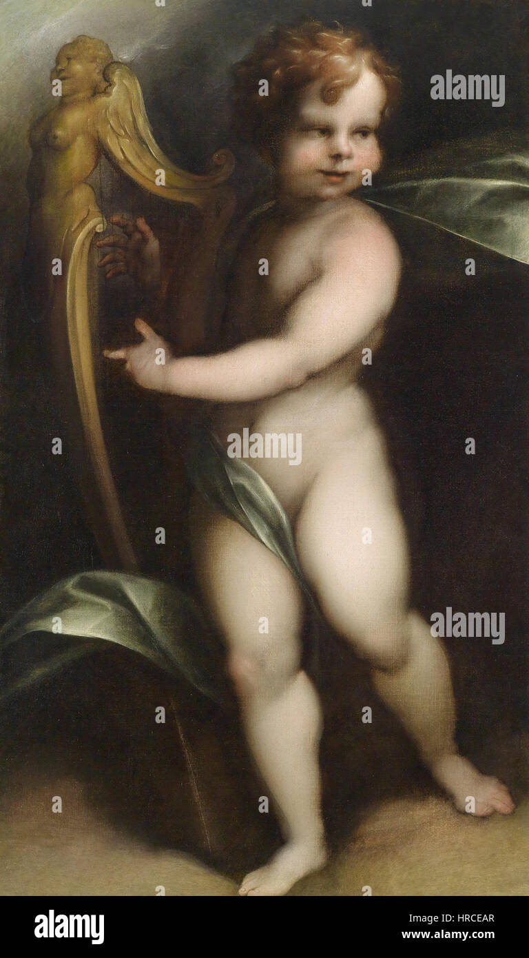 Rinaldo Fiammingo (Attr) Lyraspielender Putto Stockfoto