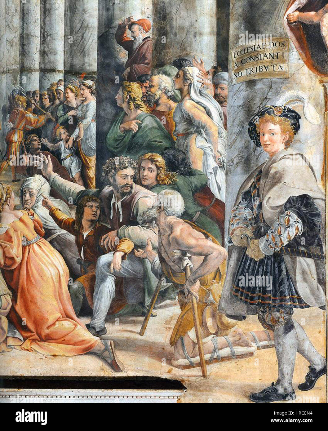 Der „Sala di Costantino“ (Saal des Konstantins) ist ein berühmter Raum im Palazzo dei Conservatori in Rom, der für seine künstlerische und historische Bedeutung gefeiert wird. Dieser Raum spiegelt die Schenkung Roms wider und enthält wichtige Kunstwerke aus der Renaissance und dem Barock. Stockfoto