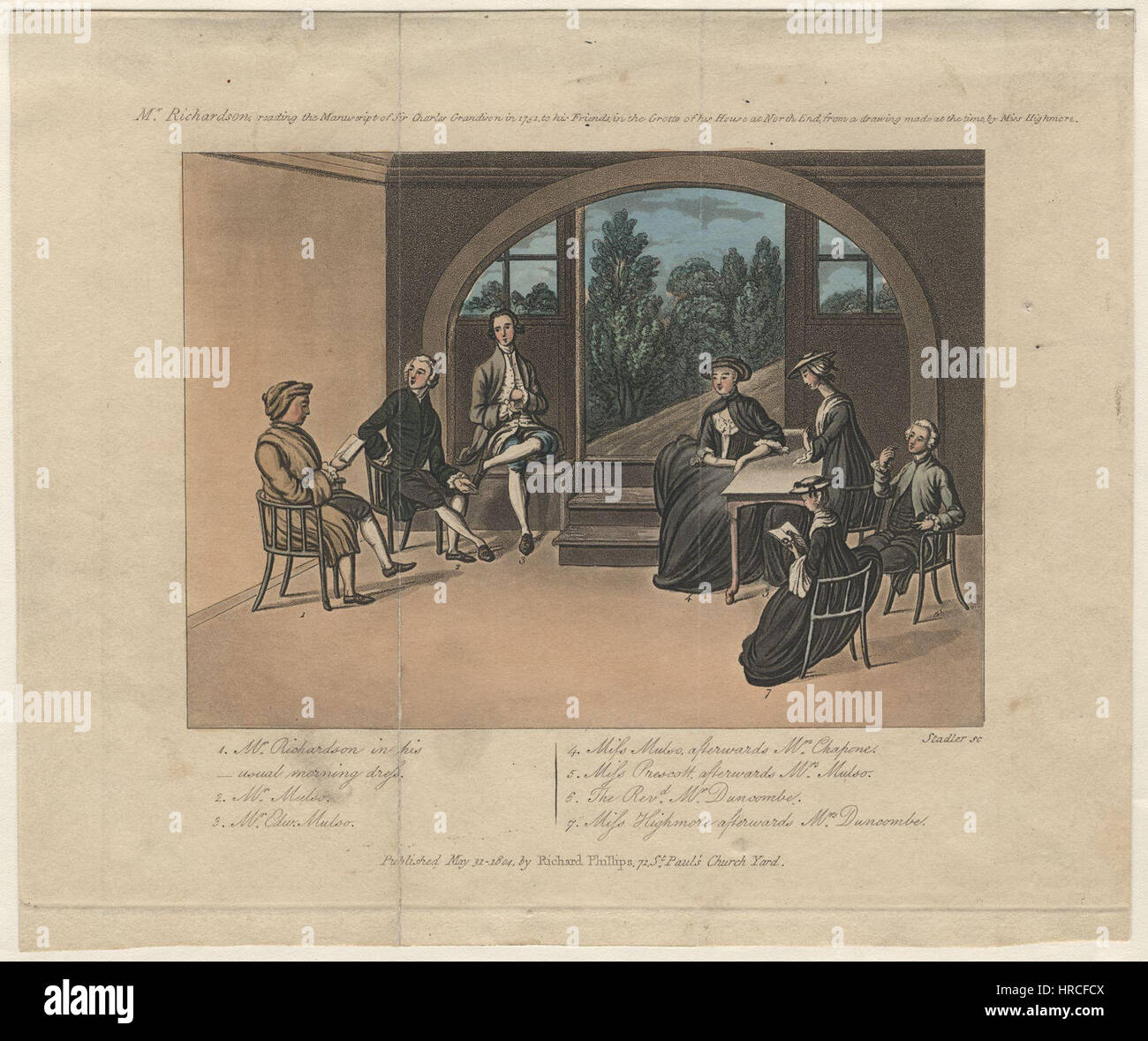 Dieses Porträt von Samuel Richardson von Miss Highmore fängt den berühmten englischen Schriftsteller aus dem 18. Jahrhundert ein. Das Kunstwerk präsentiert Richardson in raffinierter und komponierter Weise, die seine literarische Gestalt widerspiegelt. Der Porträtstil von Highmore betont Klarheit und Präzision, wobei der intellektuelle Charakter des Motivs im Vordergrund steht. Stockfoto