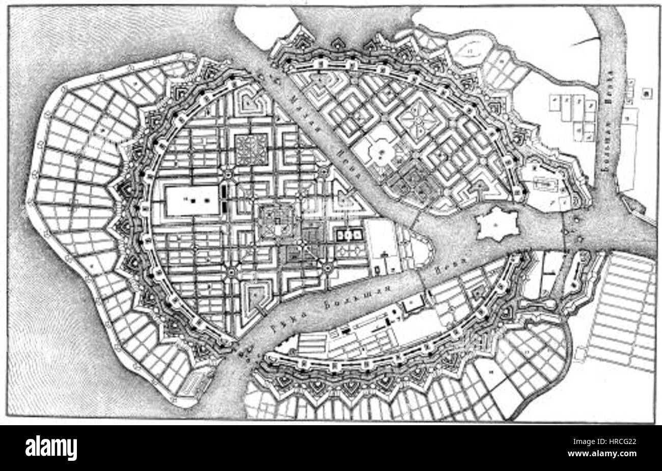Sankt Peterburg Masterplan 1717 von Leblond Stockfoto