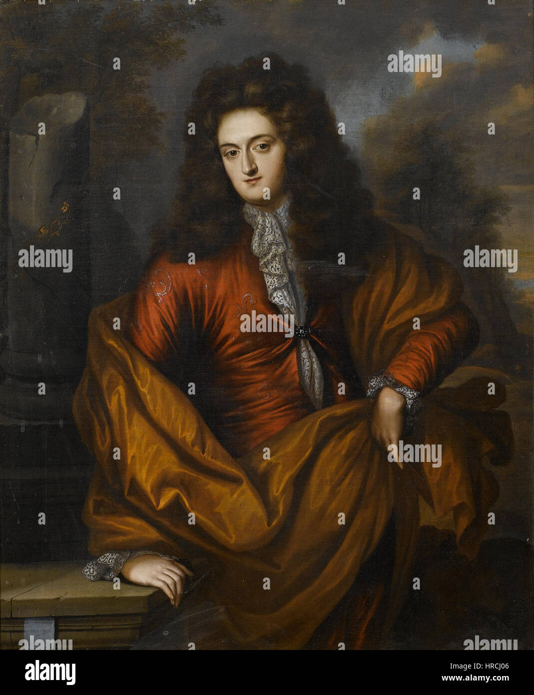 Reinier de la Hayes Porträt eines Gentleman ist ein raffiniertes Beispiel der niederländischen Porträt des 17. Jahrhunderts. Das Thema wird mit Eleganz und Ausgewogenheit dargestellt und spiegelt das hohe gesellschaftliche Ansehen und den Reichtum wider, der für diese Zeit typisch ist. Stockfoto