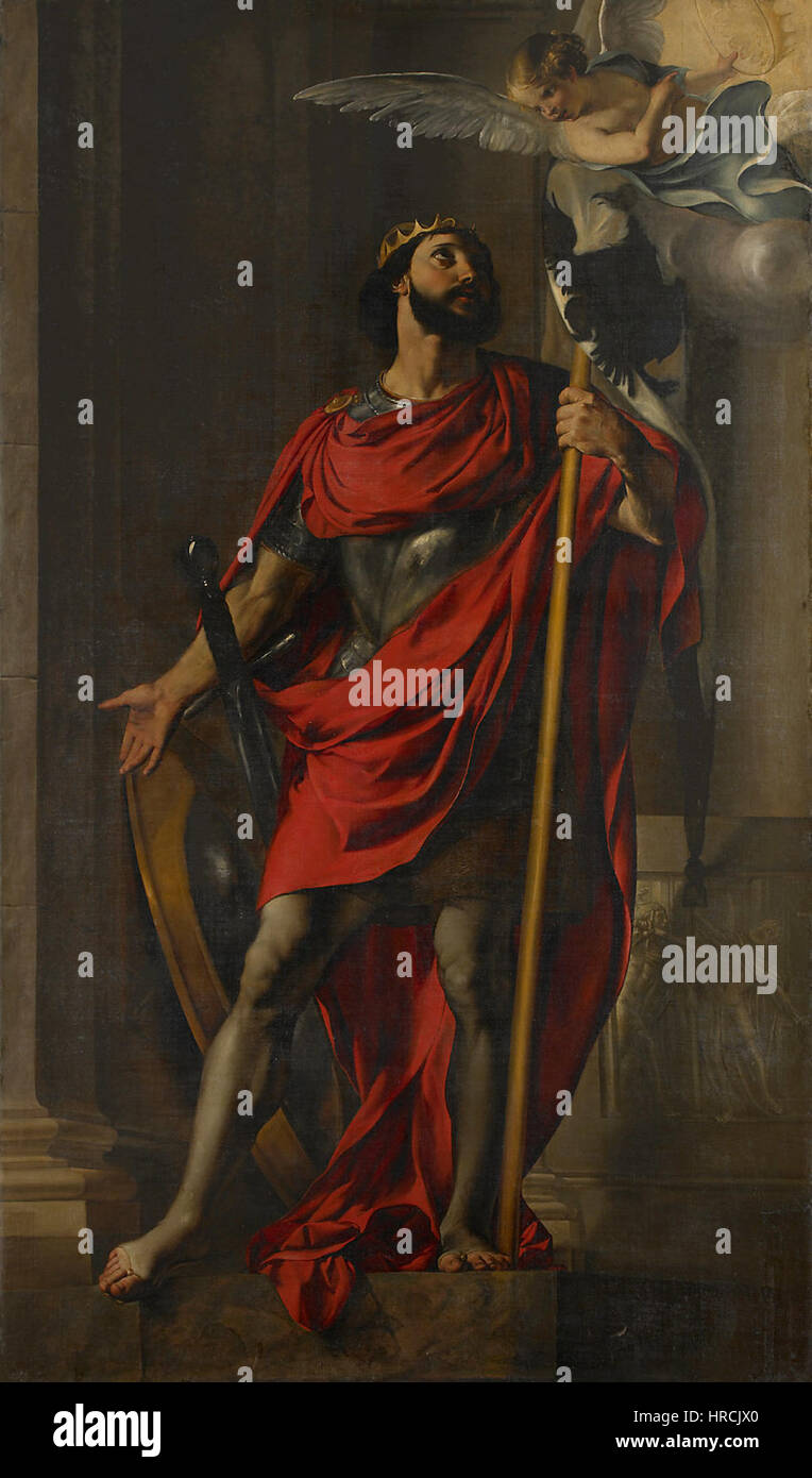 „San Venceslao“ von Caroselli zeigt das Martyrium des heiligen Wenzels, des schutzheiligen von Böhmen. Das Gemälde hebt das edle Opfer des heiligen und die historische und religiöse Bedeutung seines Lebens und Todes im frühen Mittelalter hervor. Stockfoto