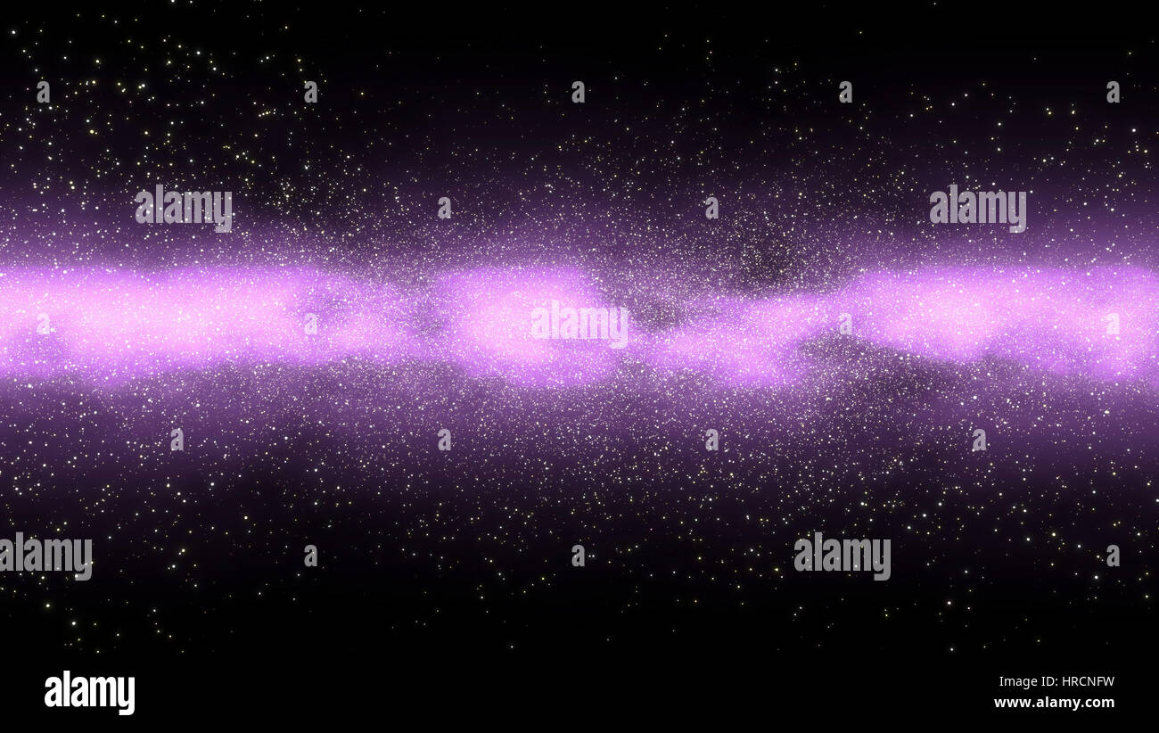 brillante Galaxie in den Farben lila und Pink im Deep Space umgeben von funkelnden Sternen Stockfoto
