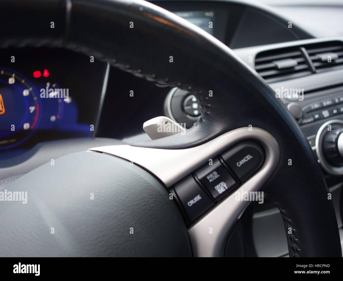 Interieur Auto Hebel - Taste, Design, Dashboard, Cluster Instrumente, LCD-Panel, Türgriff, Climatronic Funktion, Sportlenkrad, Honda Civic Stockfoto