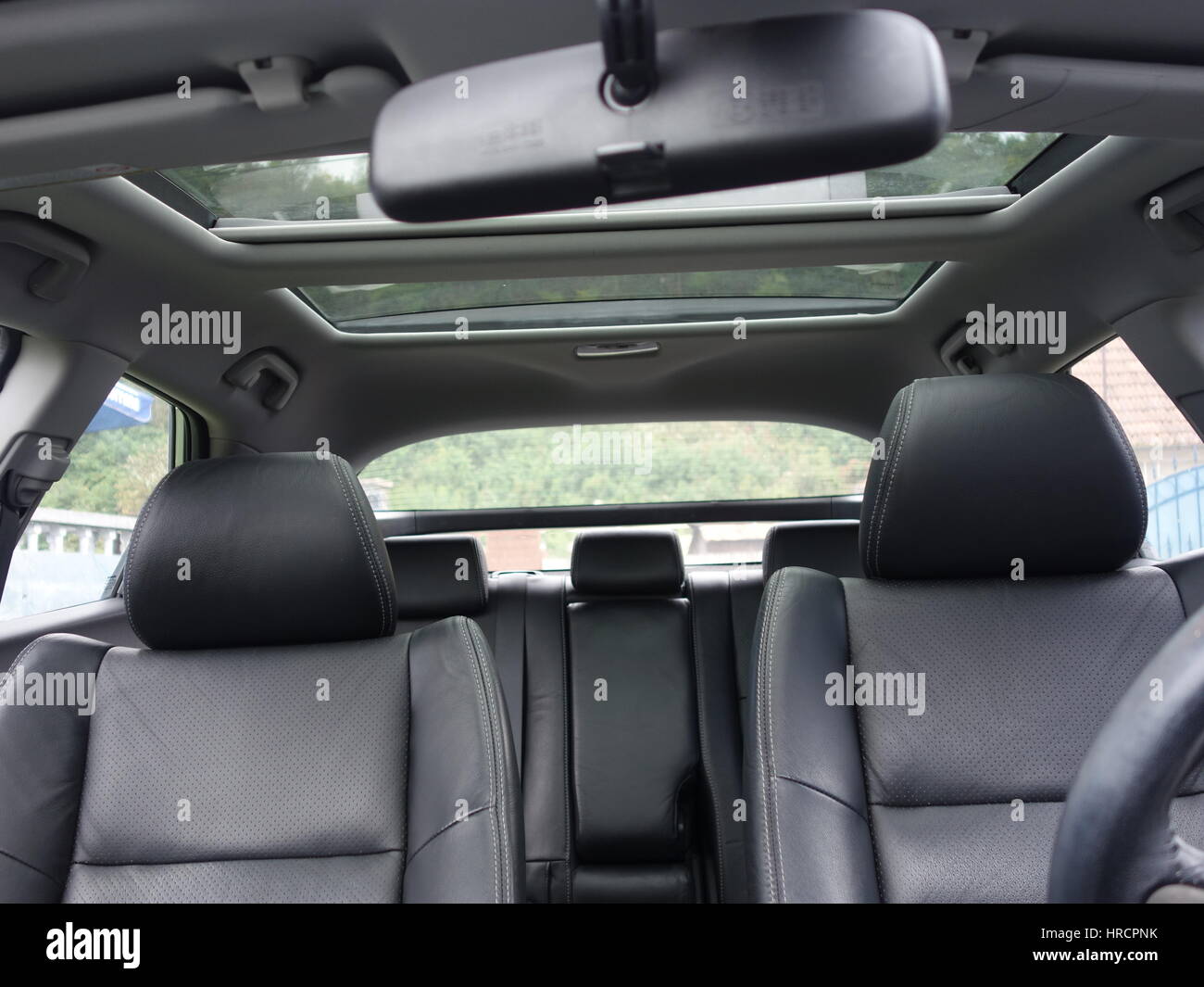 Leder-Innenausstattung, Auto Fahrgast und Fahrer Sitze, sauber, Winkel anzeigen Seite, Honda Civic Stockfoto