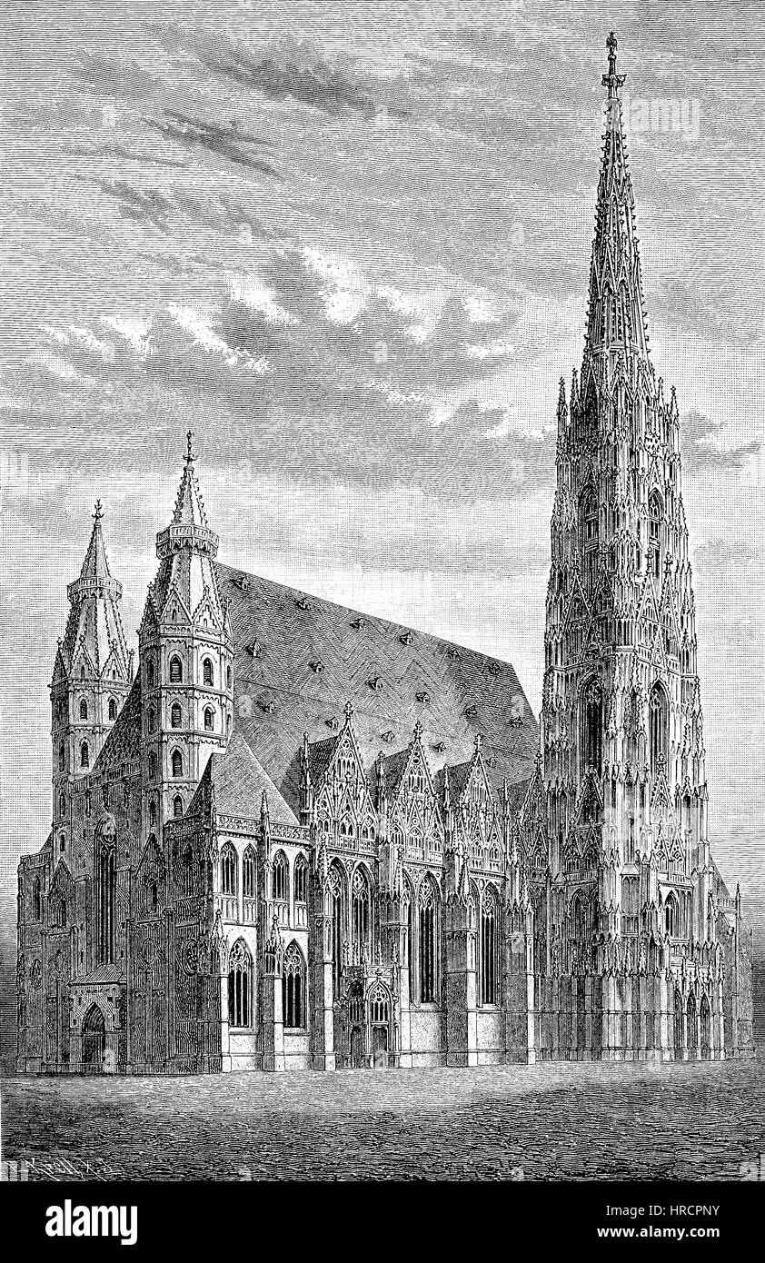 Kirchturm des stephansdoms stephansdom Schwarzweiß-Stockfotos und