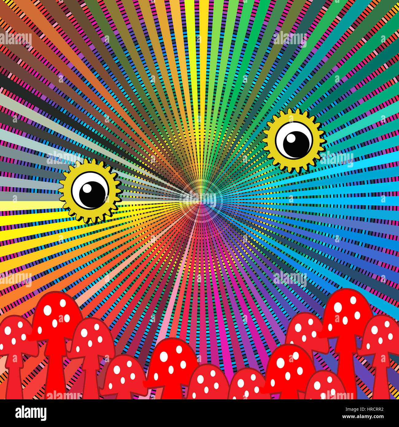 Humorvolle Konzept Zeichen für die Auswirkungen von Drogen wie LSD, Pilze, Meskalin auf das menschliche Gehirn Stockfoto