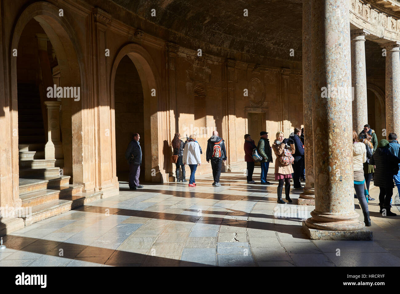 Palacio de Carlos V, Alhambra de Granada, Granada, Andalusien, Spanien, Europa Stockfoto