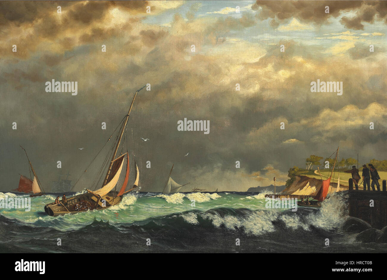 I. E. C. Rasmussen - Segelboote aus einem Hafen in stürmischen Wetter Stockfoto