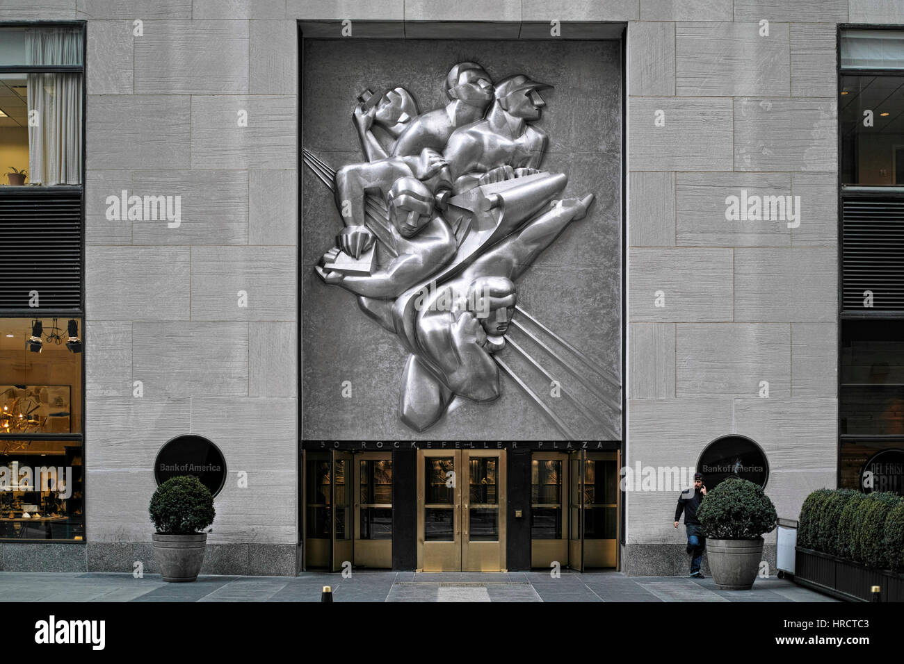der Eingang zum 50 Rokefeller Plaza New York Stockfoto