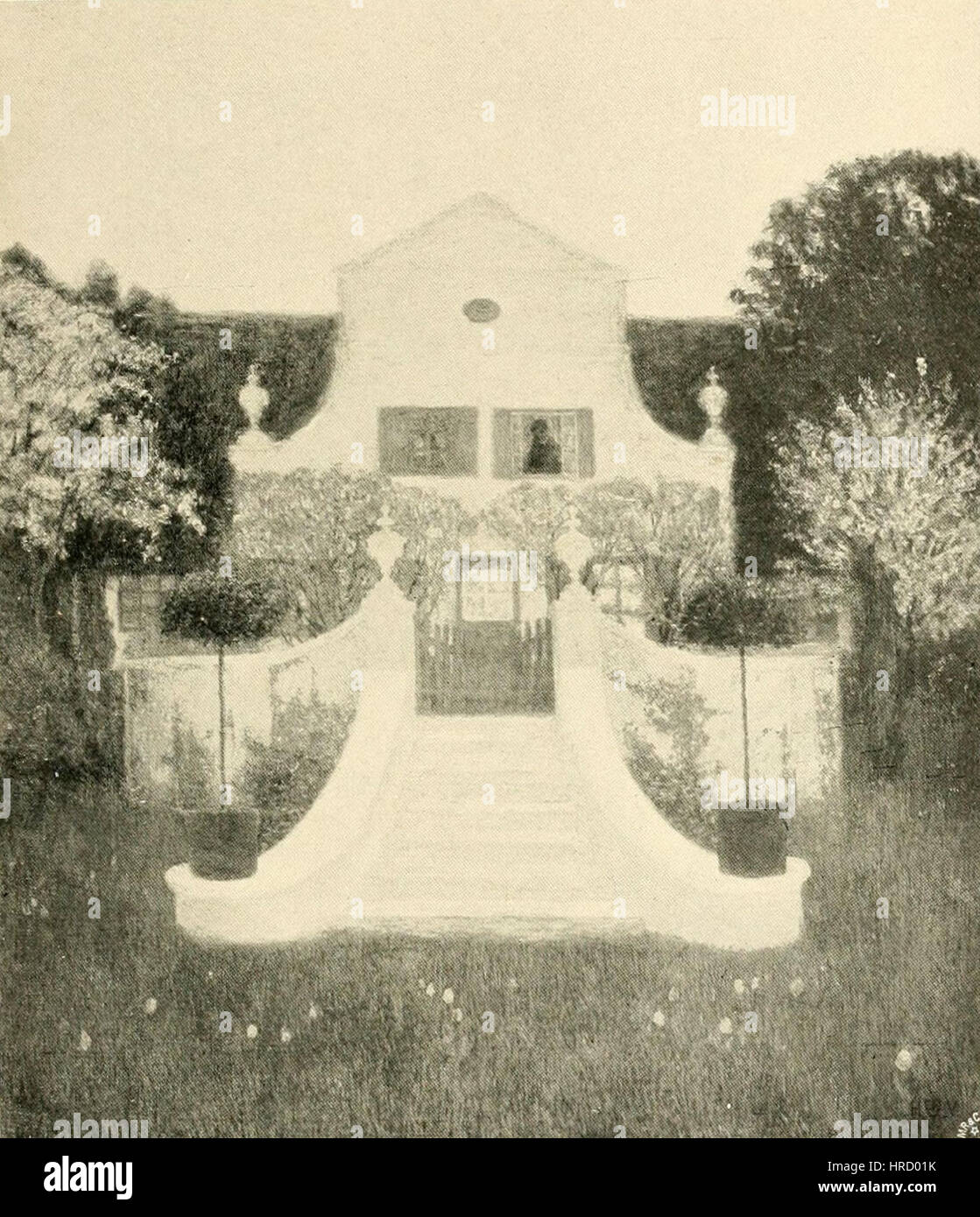 Heinrich Vogelers „Maimorgen“ (Maimorgen) aus dem Jahr 1901 fängt das Wesen des deutschen Jugendstils des frühen 20. Jahrhunderts ein. Das Stück zeigt eine ländliche Szene, die in sanftes, natürliches Licht getaucht ist und die friedliche Schönheit der Natur im Frühling darstellt. Vogelers Arbeit betont organische Formen und komplizierte Details und hebt die Harmonie zwischen Mensch und Natur hervor. Stockfoto