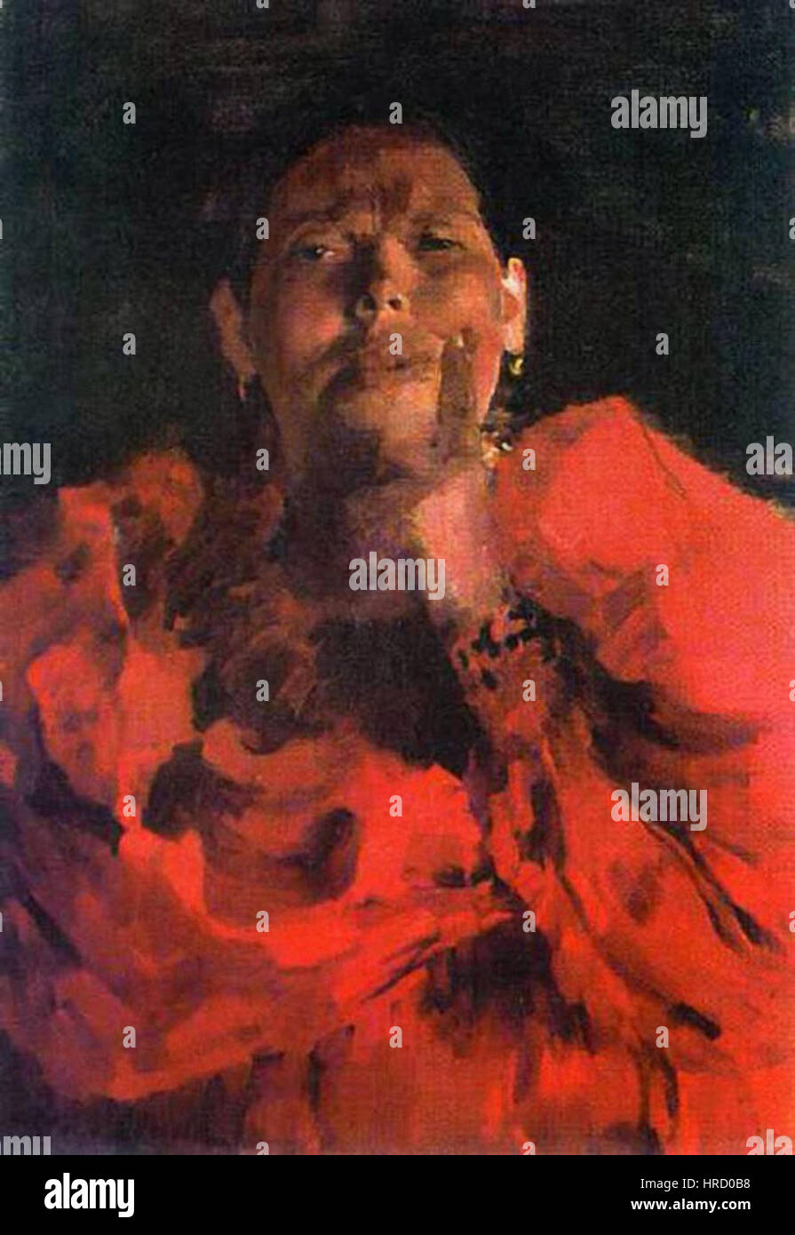 Bäuerin in rot von F. Malyavin (1900 s) Stockfoto