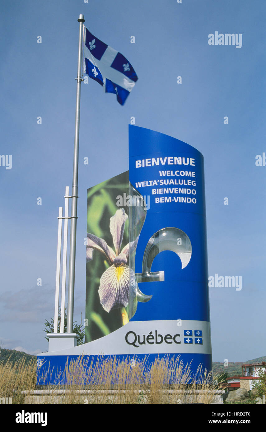 Willkommen bei Quebec Zeichen Stockfoto