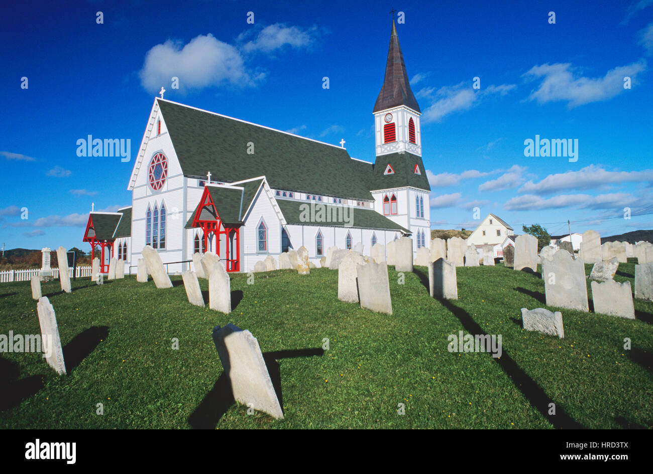 Historischen Saint Pauls Anglican Church (1894) und Friedhof, Trinity, Neufundland und Labrador, Kanada Stockfoto