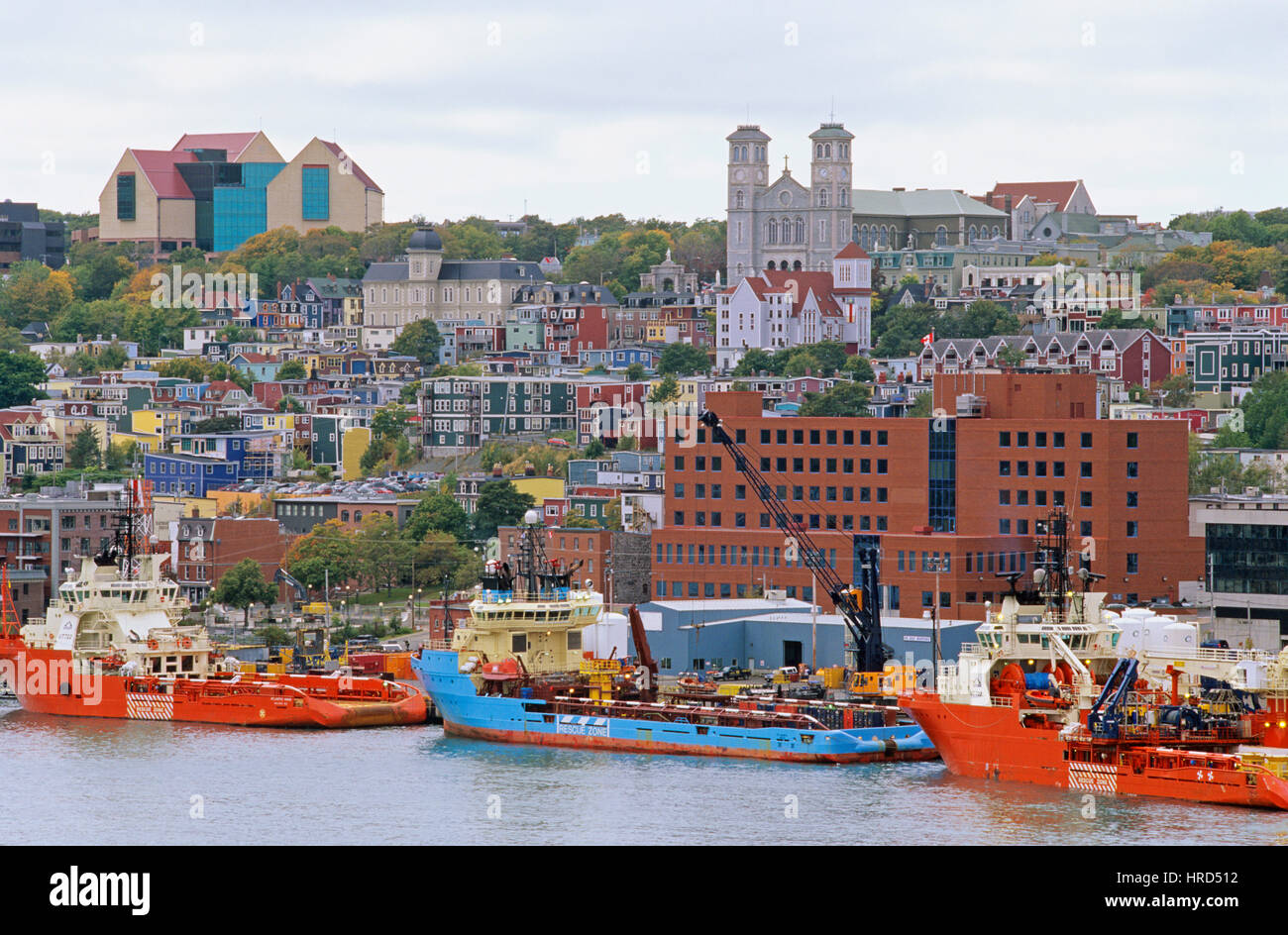 Blick auf die Innenstadt von Saint John's, Neufundland vom Signal Hill, Kanada Stockfoto