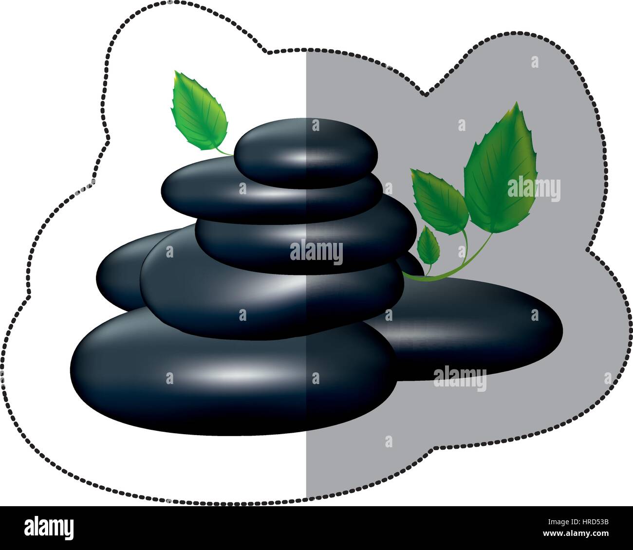 Farbe Spa Vulkangestein mit Blätter-Symbol Stock Vektor