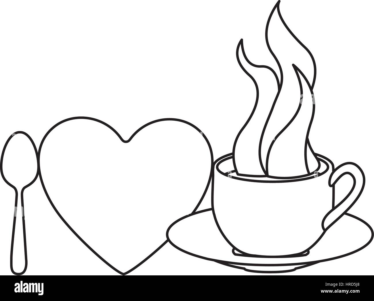 Ich liebe die Kaffeetasse mit Dampf Aufkleber-Abbildung Stock Vektor