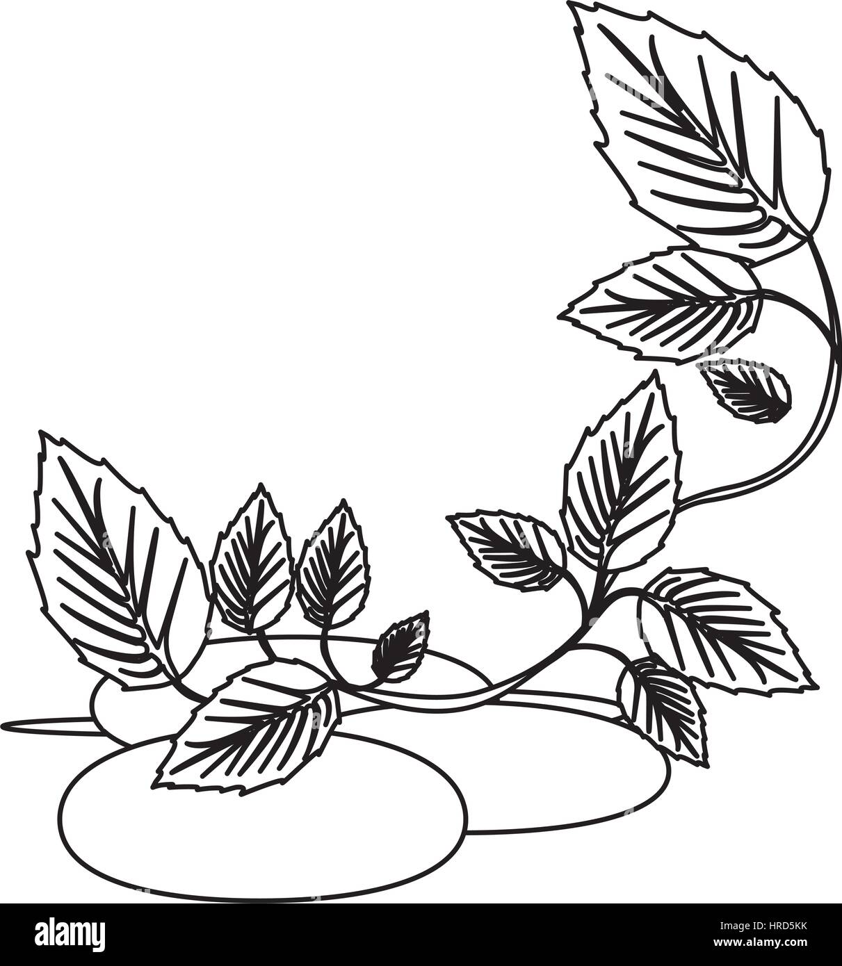 Abbildung Spa Vulkangestein mit Zweigen und Blättern Stock Vektor