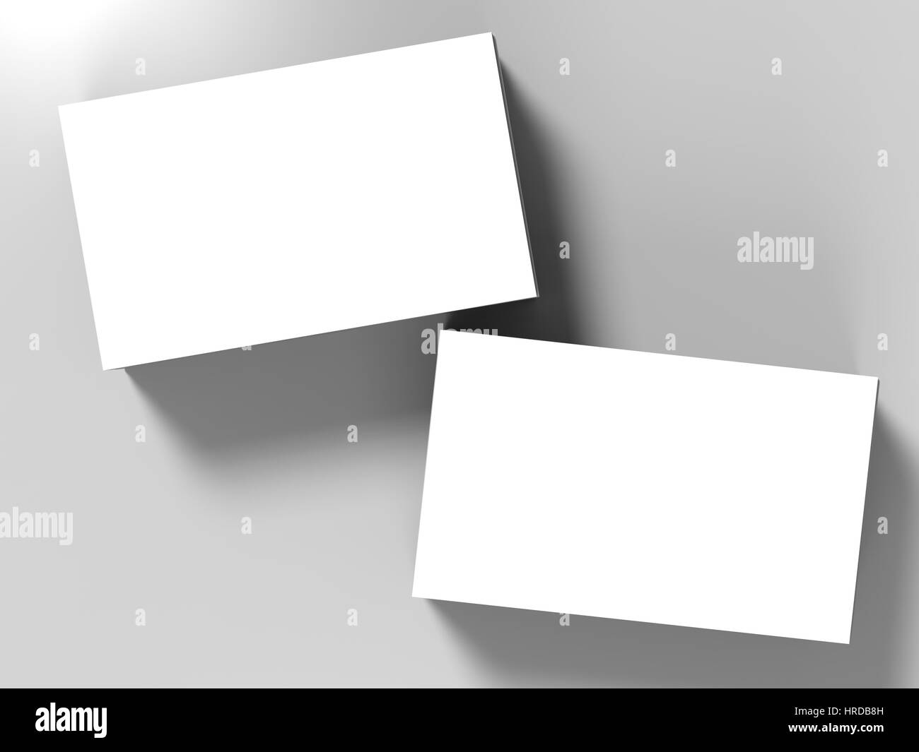 leere Namen Kartenstapel auf grauem Hintergrund Stockfoto