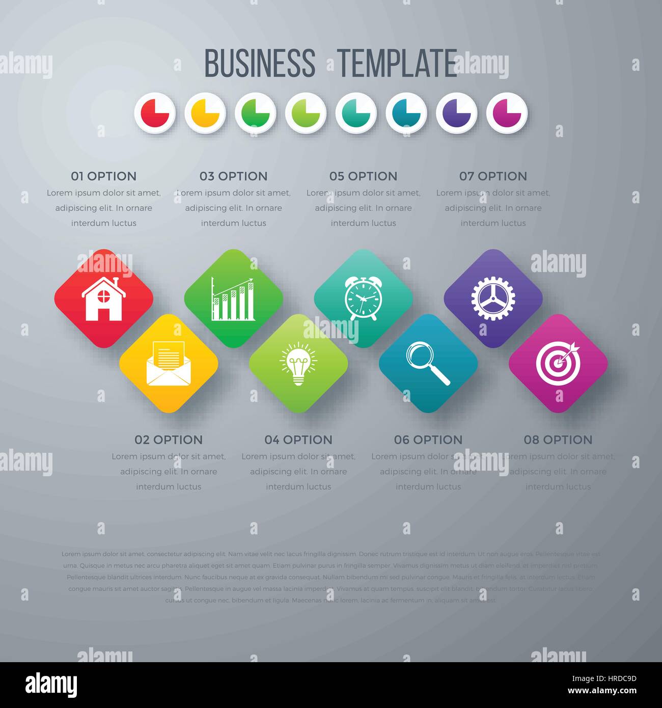 Vektor quadratische Infografiken mit Symbolen. Stock Vektor