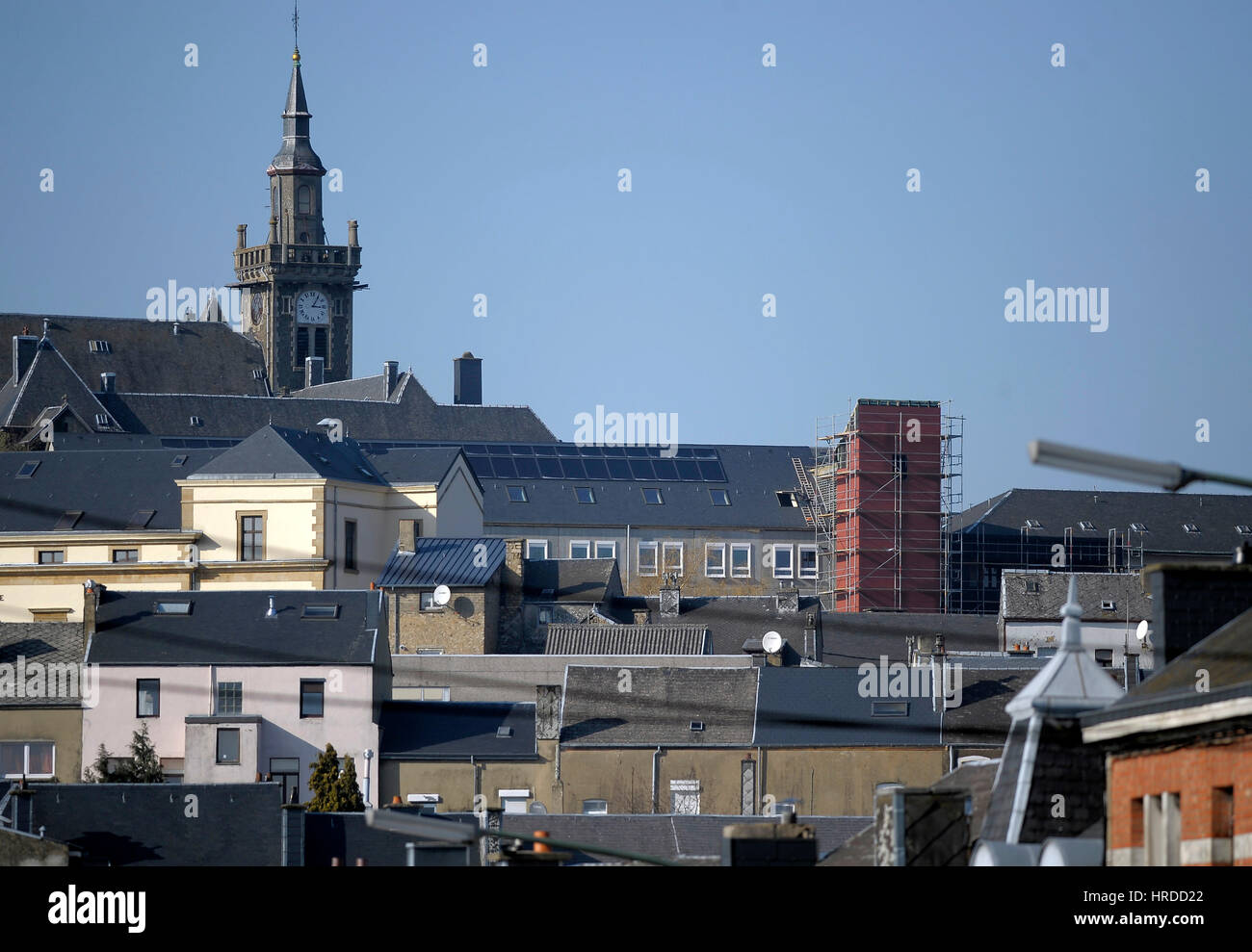 20110301 ARLON, BELGIEN. Illustration von Arlon Stadt. Arlon ist eine Kleinstadt im Rahmen von Luxemburg, wo ein großer Teil der Bevölkerung im G arbeitet Stockfoto