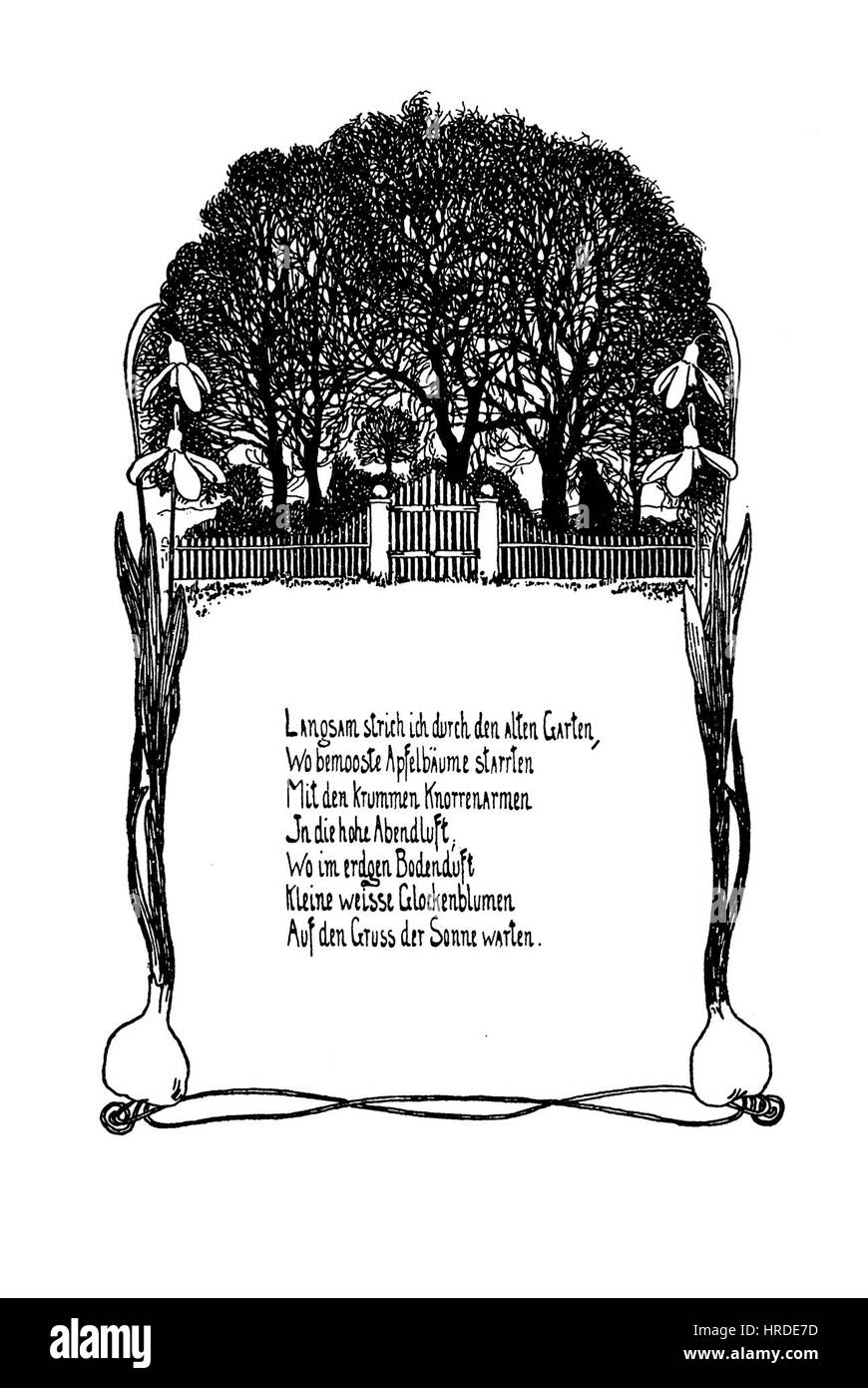 Heinrich Vogelers Werk „dir S27“ zeigt seine künstlerische Auseinandersetzung detailliert und eindrucksvoll. Bekannt für seinen expressionistischen Stil, fängt Vogeler Emotionen durch Farbe und Form ein und betont die Innenwelt der Motive. Stockfoto