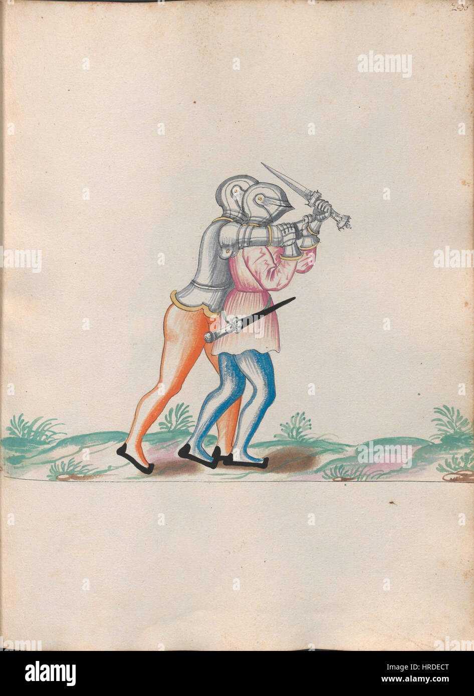 *Cod.10799 236r* enthält eine weitere Seite aus dem mittelalterlichen Codex, die wahrscheinlich weitere religiöse Themen illustriert. Die Seite zeigt detaillierten beleuchteten Text und Bilder, wobei die Komposition und die Farbe sorgfältig berücksichtigt werden. Stockfoto