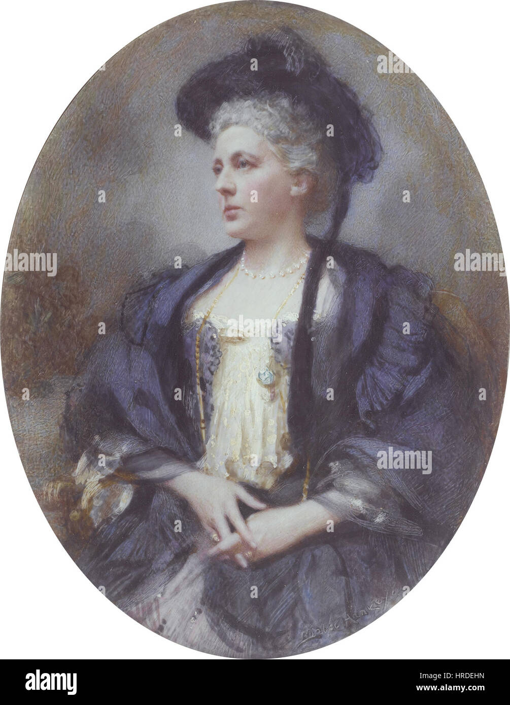 Dieses Porträt von Cornelia Henrietta Maria Spencer-Churchill, gemalt von Mabel Lee Hankey, präsentiert eine würdevolle und raffinierte Darstellung des britischen Aristokraten. Das Kunstwerk unterstreicht die Eleganz und Gelassenheit des Themas und zeigt Hankeys Liebe zum Detail, indem er den Charakter und Stil der britischen Oberschicht des frühen 20. Jahrhunderts darstellt. Stockfoto Dieses Porträt von Cornelia Henrietta Maria Spencer-Churchill, gemalt von Mabel Lee Hankey, präsentiert eine würdevolle und raffinierte Darstellung des britischen Aristokraten. Das Kunstwerk unterstreicht die Eleganz und Gelassenheit des Themas und zeigt Hankeys Liebe zum Detail, indem er den Charakter und Stil der britischen Oberschicht des frühen 20. Jahrhunderts darstellt. Stockfoto