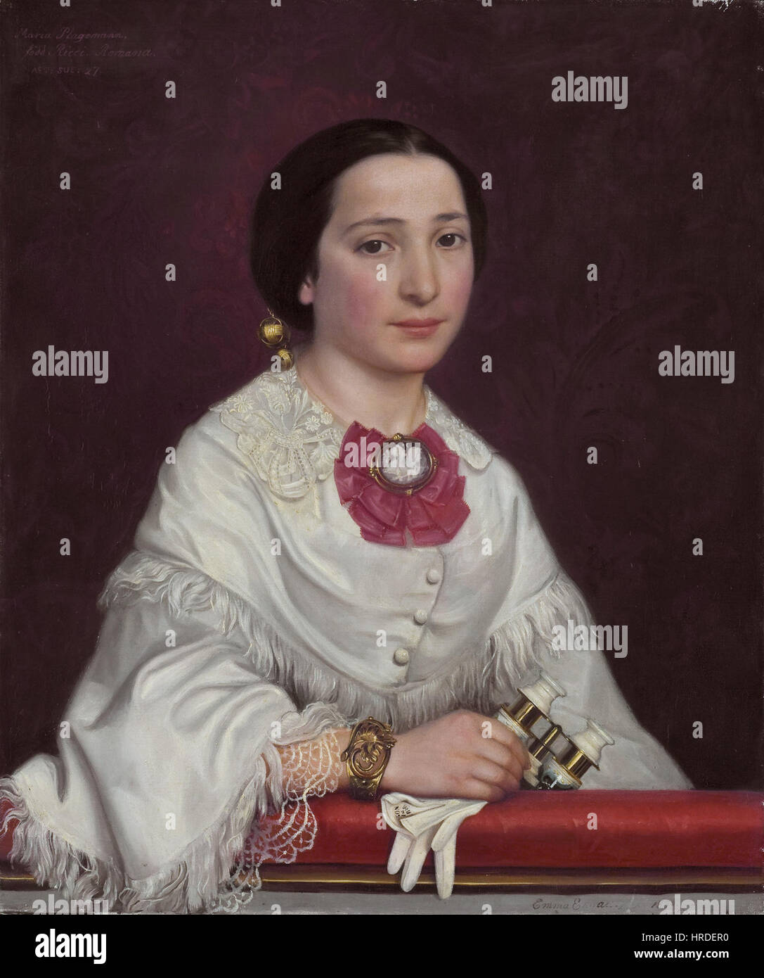 Dieses Porträt von Emma Ekwall, das Maria Dominica Ricci darstellt, fängt einen Moment der stillen Eleganz und Anmut ein und spiegelt die Liebe des Künstlers zum Detail und die Meisterschaft in der Porträtkunst wider. Stockfoto Dieses Porträt von Emma Ekwall, das Maria Dominica Ricci darstellt, fängt einen Moment der stillen Eleganz und Anmut ein und spiegelt die Liebe des Künstlers zum Detail und die Meisterschaft in der Porträtkunst wider. Stockfoto