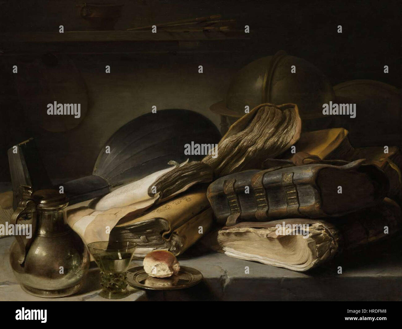 Jan Lievens - Stillleben mit Büchern Stockfoto