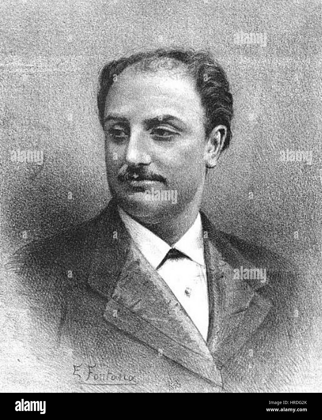 Antonio Cotogni (1889) war ein italienischer Künstler, der für seine Beiträge zur Kunst des 19. Jahrhunderts bekannt war. Das Gemälde, möglicherweise ein Porträt oder eine Genre-Szene, zeigt Cotognis Meisterschaft in der Darstellung menschlicher Motive mit detailliertem Realismus. Seine Werke spiegeln den emotionalen Ausdruck und die lebensechten Qualitäten wider, die für das Ende des 19. Jahrhunderts typisch sind. Stockfoto