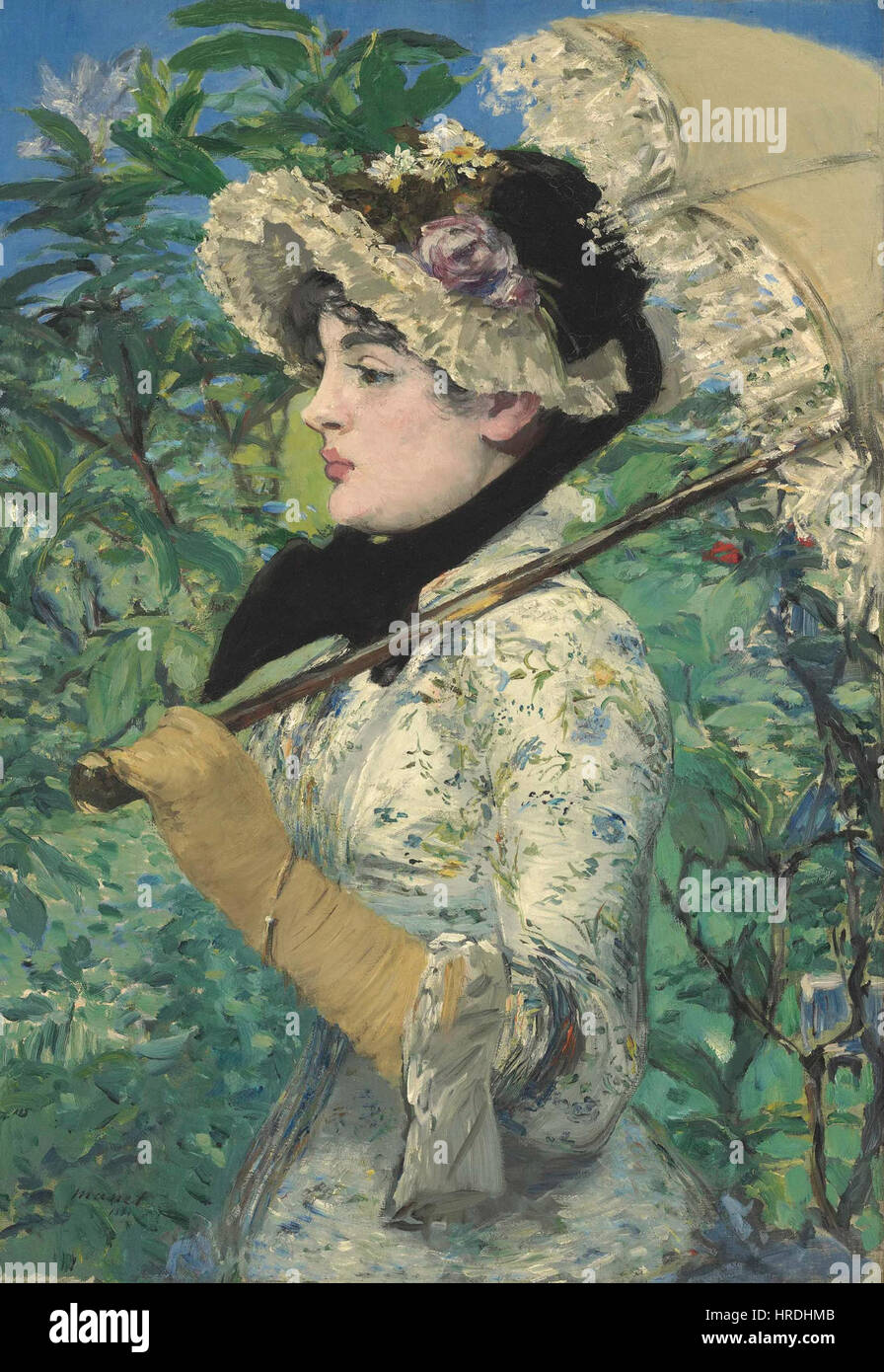 Edouard Manets Werk, das Ende des 19. Jahrhunderts entstanden ist, repräsentiert eine Verschiebung der französischen Kunst hin zur Moderne mit einem Fokus auf alltägliche Themen und einem lockeren, ausdrucksstarken Malstil. Stockfoto