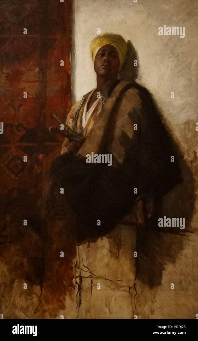 Wache des Harems, ein Gemälde von Frank Duveneck, einem amerikanischen Künstler, um 1880. Stockfoto